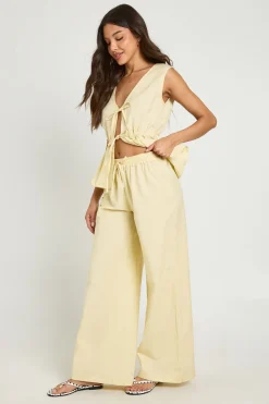 Ensemble Haut À Nouer Effet Lin Et Pantalon Large
