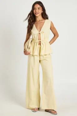 Ensemble Haut À Nouer Effet Lin Et Pantalon Large
