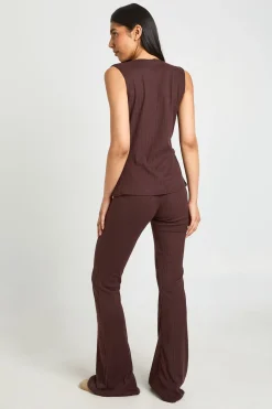 Ensemble Haut Sans Manches Côtelé À Boutons Et Pantalon Tall