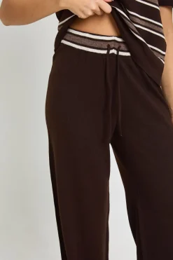 boohoo Ensemble Haut Tricoté À Rayures Col À Patte Manches Courtes Et Pantalon<Femme Pulls Et Gilets|Toutes Les Mailles