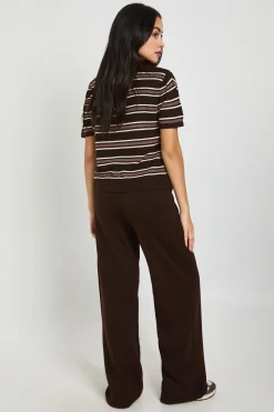 boohoo Ensemble Haut Tricoté À Rayures Col À Patte Manches Courtes Et Pantalon<Femme Pulls Et Gilets|Toutes Les Mailles