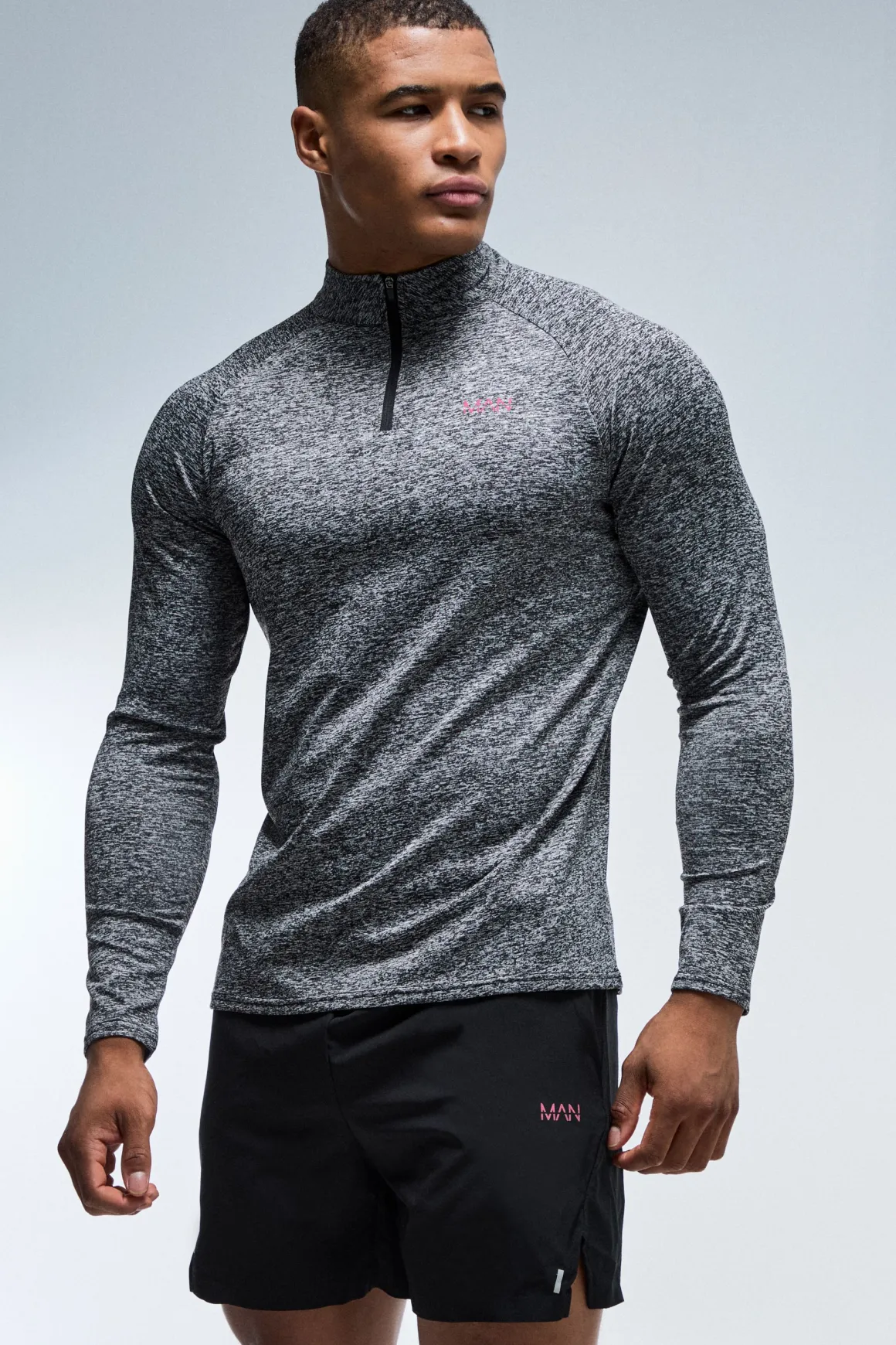Ensemble Homme Actif Coupe Regular Chiné Avec Zip 1/4 Et Short