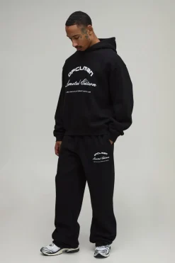 boohooMAN Ensemble Hoodie Oversize Boxy À Imprimé Flocage Peluche Et Jogger Droit Tall<Homme Survêtements