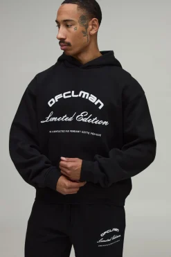 boohooMAN Ensemble Hoodie Oversize Boxy À Imprimé Flocage Peluche Et Jogger Droit Tall<Homme Survêtements