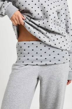 Ensemble Jogging À Casynthétiqueche À Pois Et Bas À Taille Contrastante Repliable