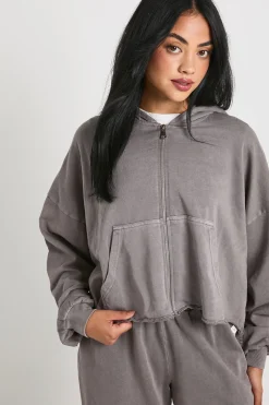 Ensemble Jogging Jambe Droite Aspect Délavé Ourlet Usé