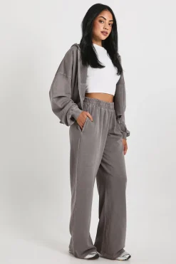 Ensemble Jogging Jambe Droite Aspect Délavé Ourlet Usé