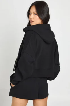 Ensemble Jogging 3 Pièces Petite Avec Veste Zippée Crop Top Et Short À Ourlet Profond