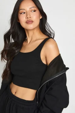 Ensemble Jogging 3 Pièces Petite Avec Veste Zippée Crop Top Et Short À Ourlet Profond