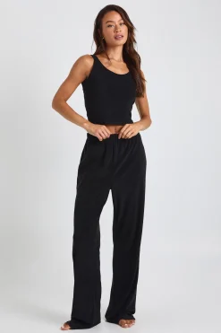 boohoo Ensemble lounge : débardeur long en molleton velours et pantalon à jambes larges<Femme Pyjamas