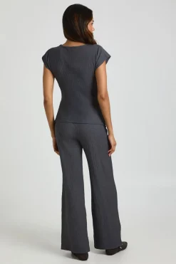 Ensemble Maternité Haut Texturé & Pantalon Large Taille Élastique