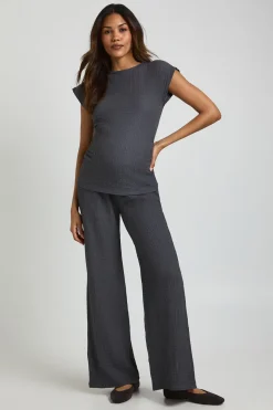 Ensemble Maternité Haut Texturé & Pantalon Large Taille Élastique
