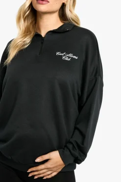 Ensemble Maternité Sweat à capuche mi-zip & Leggings avec Slogan Cool Moms Club