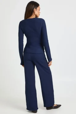 boohoo Ensemble maternité texturé à manches longues, haut à ourlet effet laitue et pantalon assorti<Femme Ensembles