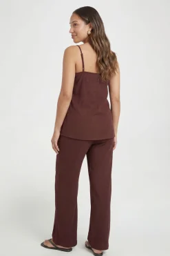 Ensemble Maternité Top Long À Bretelles & Pantalon Large Assorti