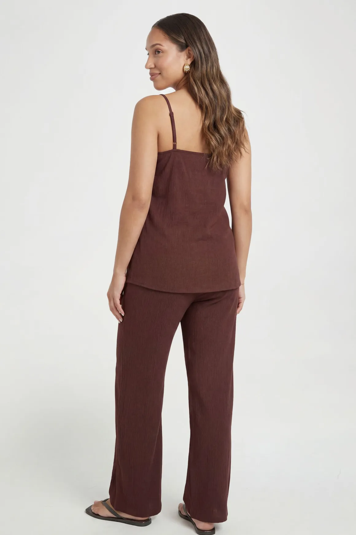 Ensemble Maternité Top Long À Bretelles & Pantalon Large Assorti