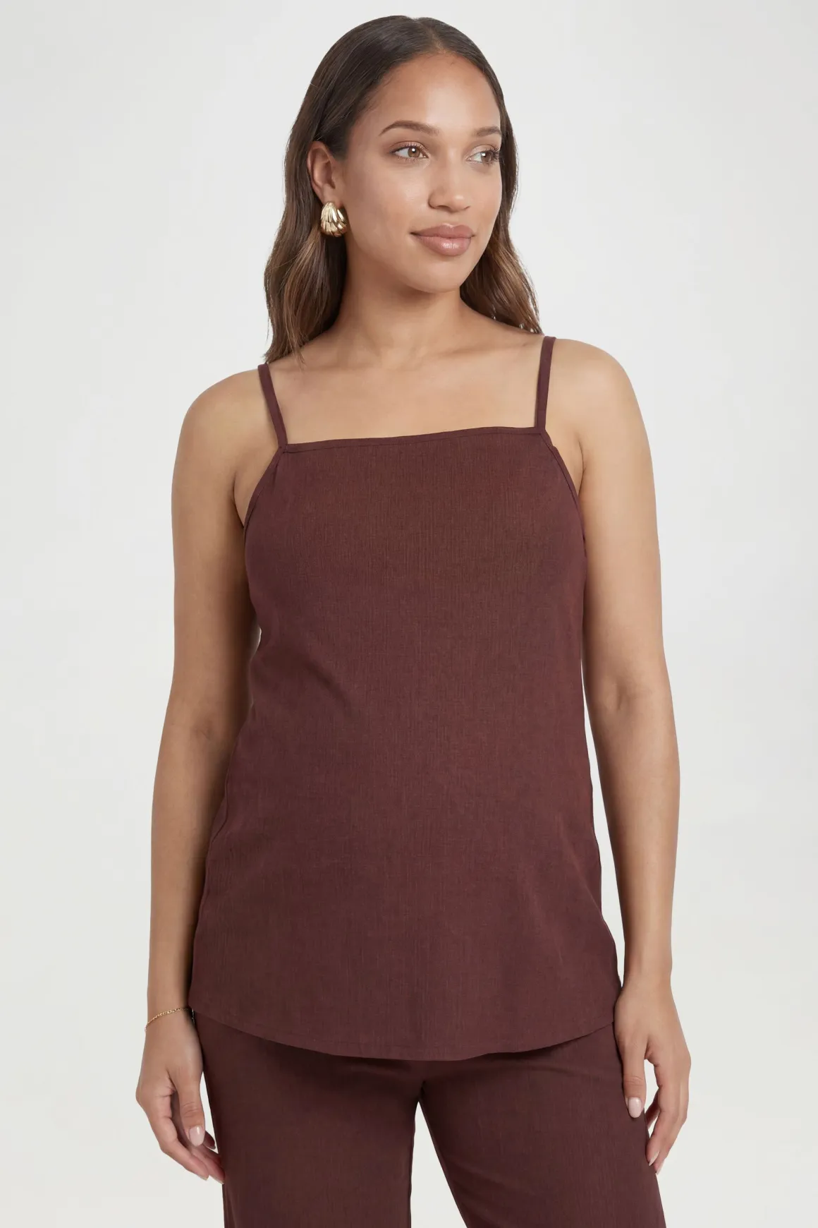 Ensemble Maternité Top Long À Bretelles & Pantalon Large Assorti