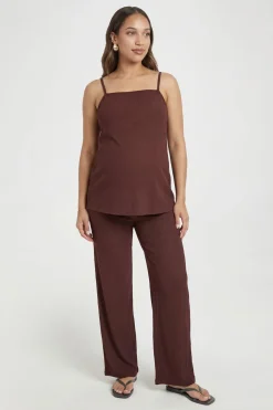 Ensemble Maternité Top Long À Bretelles & Pantalon Large Assorti