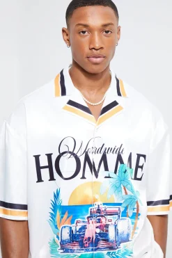 boohooMAN Ensemble oversize imprimé avec chemise et short<Homme Ensembles