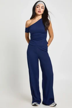 Ensemble Pantalon à Manches Froncées Torsadées Texture Froissée