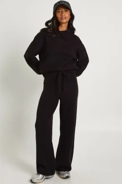 boohoo Ensemble petit cardigan tricoté épais ultra doux à col rond et pantalon à jambe large<Femme Pulls Et Gilets|Toutes Les Mailles