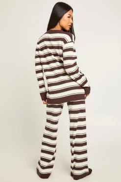 boohoo Ensemble Petite Cardigan Boyfriend en Maille Côtelée Super Douce et Pantalon Large<Femme Pulls Et Gilets|Toutes Les Mailles