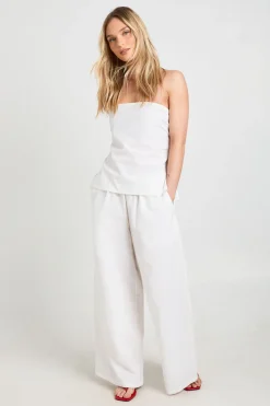Ensemble Petite Coordonné Bandeau Et Pantalon Large À Effet Lin