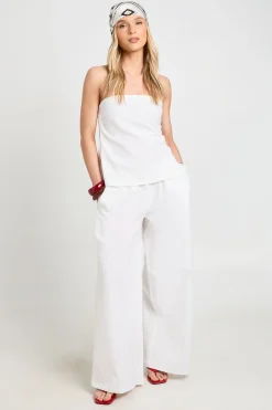 Ensemble Petite Coordonné Bandeau Et Pantalon Large À Effet Lin