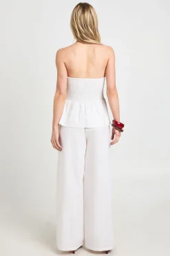 Ensemble Petite Coordonné Bandeau Et Pantalon Large À Effet Lin