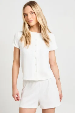 Ensemble Petite Côtelé Avec Haut Boutonné À Manches Courtes Et Short