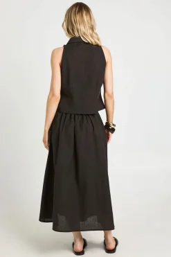 Ensemble Petite Gilet Aspect Lin & Jupe Maxi Volumineuse