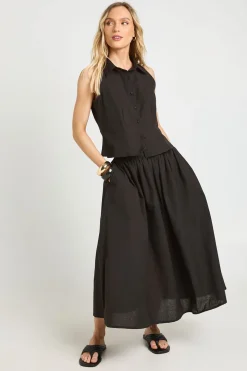 Ensemble Petite Gilet Aspect Lin & Jupe Maxi Volumineuse