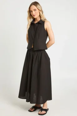 Ensemble Petite Gilet Aspect Lin & Jupe Maxi Volumineuse