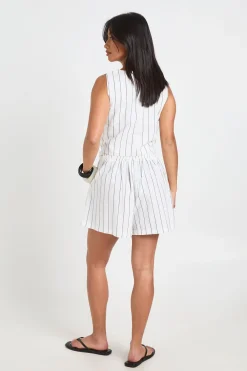 boohoo Ensemble Petite Gilet Rayé Aspect Lin & Short Coupe Décontractée<Femme Shorts