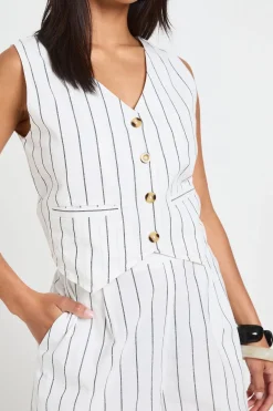 boohoo Ensemble Petite Gilet Rayé Aspect Lin & Short Coupe Décontractée<Femme Shorts