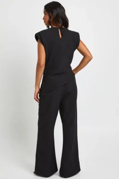 boohoo Ensemble Petite Haut À Épaulettes Asymétrique Et Pantalon Droit<Femme Ensembles