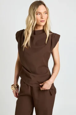 Ensemble Petite Haut À Épaulettes Asymétrique Et Pantalon Droit