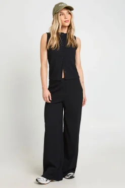 boohoo Ensemble Petite Haut Sans Manches Côtelé Froissé Boutonné Et Pantalon<Femme Ensembles