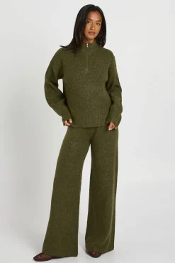 Ensemble Petite Synthétiquell Oversize Super Doux Col Zippé Et Pantalon Jambes Larges
