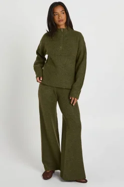 Ensemble Petite Synthétiquell Oversize Super Doux Col Zippé Et Pantalon Jambes Larges