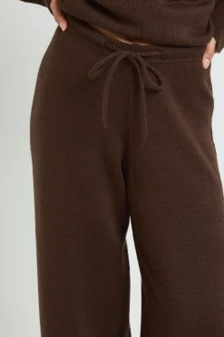 boohoo Ensemble Petite Synthétiquell Oversize à Maille Épaisse avec Détail Col et Pantalon Large Assorti<Femme Looks Chocolat|Pulls Et Gilets
