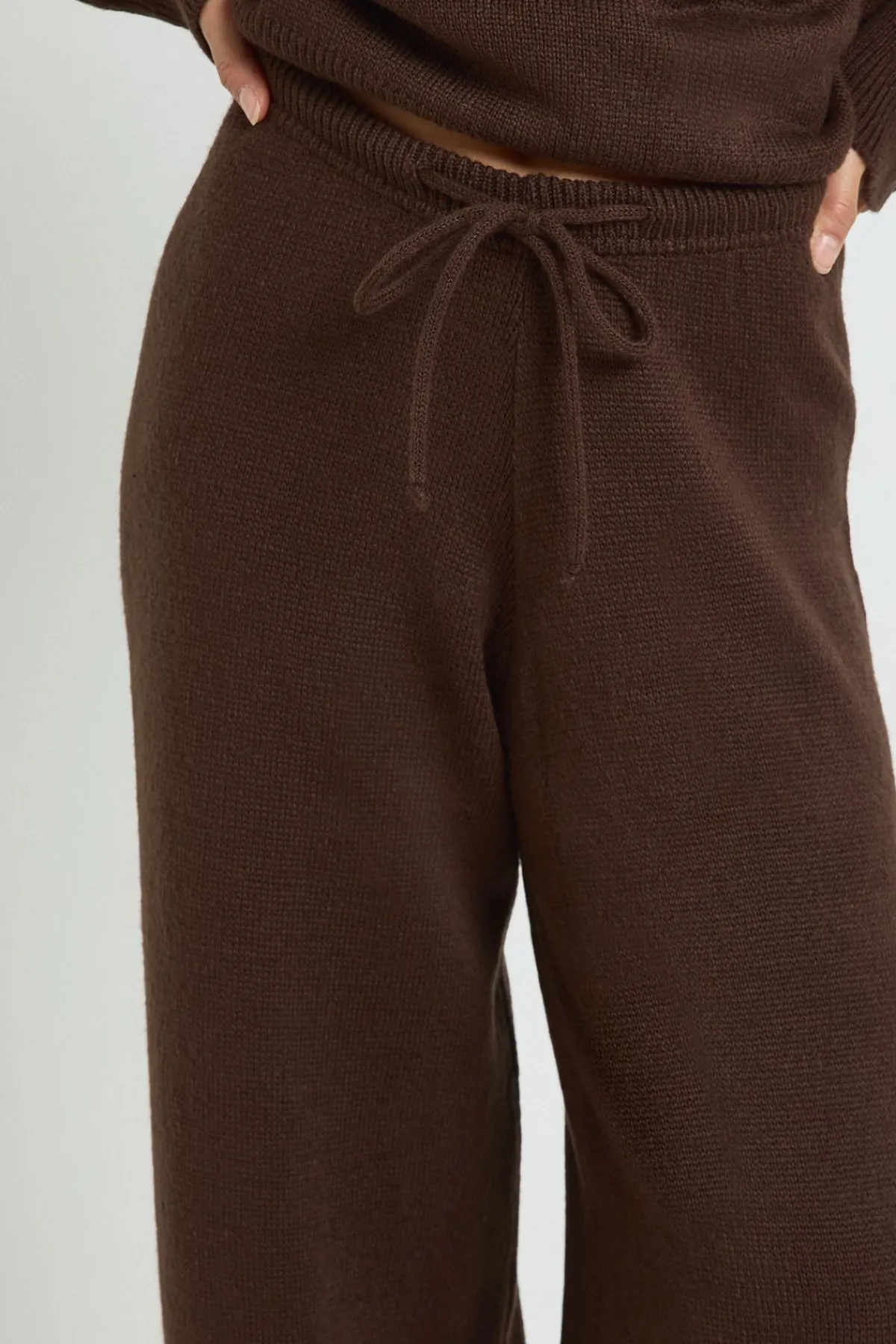 boohoo Ensemble Petite Synthétiquell Oversize à Maille Épaisse avec Détail Col et Pantalon Large Assorti<Femme Looks Chocolat|Pulls Et Gilets