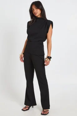 boohoo Ensemble Petite Top À Épaulettes Et Pantalon Évasé En Crêpe Scuba<Femme Ensembles