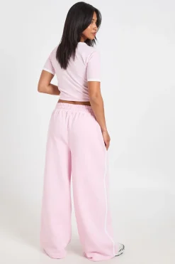 Ensemble Petite T-shirt À Détail De Passepoil Et Jogging À Jambe Droite