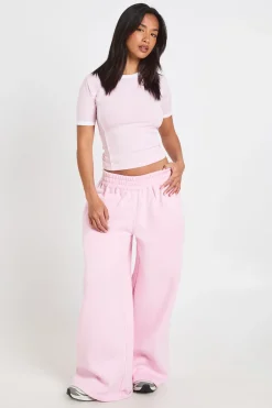 Ensemble Petite T-shirt À Détail De Passepoil Et Jogging À Jambe Droite
