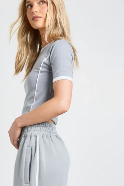 Ensemble Petite T-shirt À Détails Passepoilés Et Jogging Jambe Droite