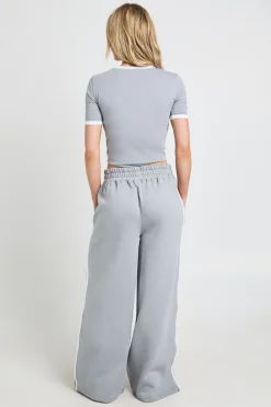 Ensemble Petite T-shirt À Détails Passepoilés Et Jogging Jambe Droite