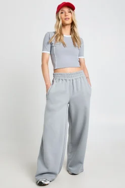 Ensemble Petite T-shirt À Détails Passepoilés Et Jogging Jambe Droite