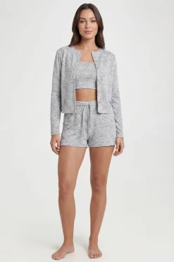 Ensemble 3 Pièces Côtelé Avec Gilet Boutonné Et Short