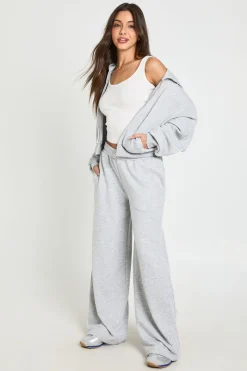 boohoo Ensemble 3 Pièces Sweat À Casynthétiqueche, Top Côtelé Et Jogging<Femme Survêtements|Survêtements
